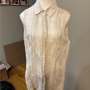 GAP Cream and Brown Striped Shirt